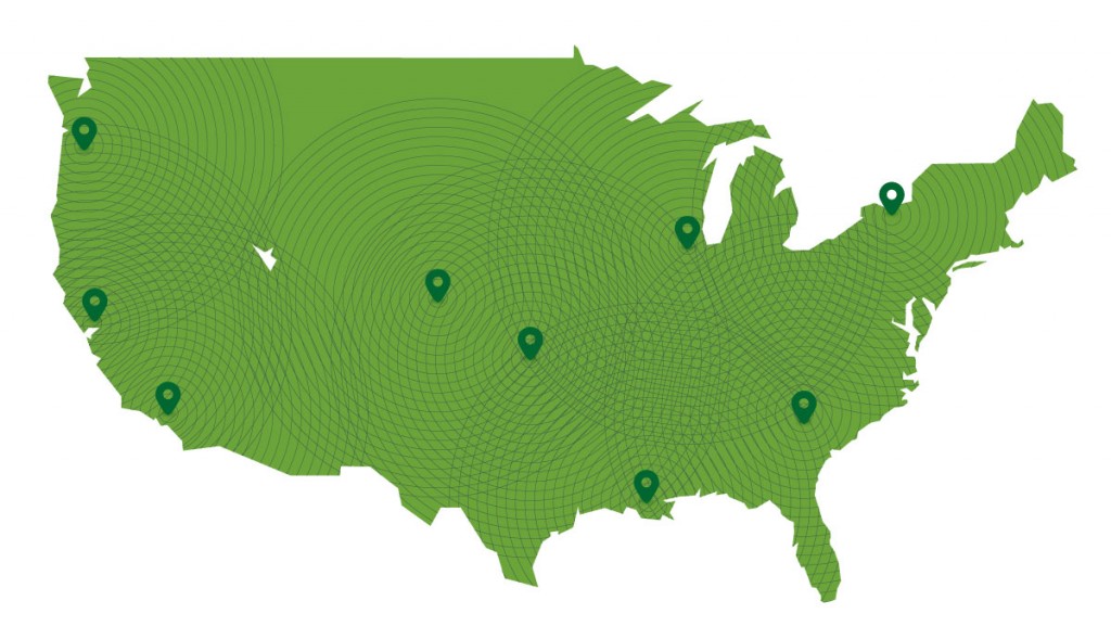 DiscGolfPark-edustajat sijaitsevat tasaisesti ympäri Yhdysvaltoja.
